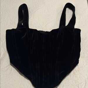 Bardot Midnight Black Velvet Crop Top